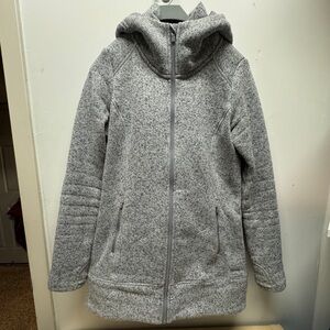 Athleta Womens S Thick Gray Hooded Zip-Up CYA Sweater Jacket